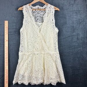 Free People Cream Lace 2 piece Mini Dress Sz Med